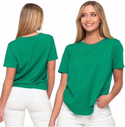 Koszulka Damska Krótki Rękaw Bawełna Premium Zielona T-shirt Basic Moraj L