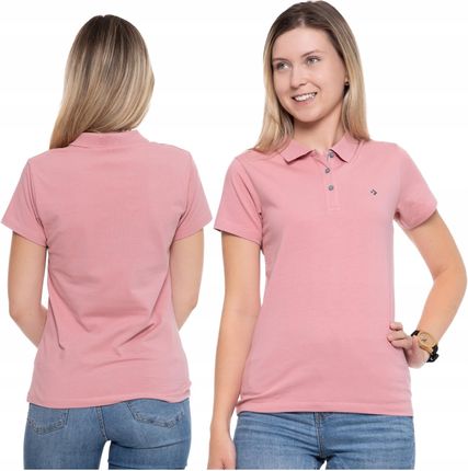 Koszulka Polo Różowa Damska Bawełna Premium Klasyczna Polówka Moraj R.s