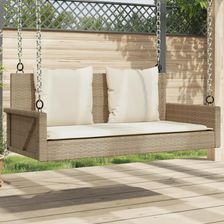vidaXL Ławka Bujana Z Poduszkami Beżowa 119X56X48 Cm Polirattan 365632