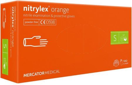 Mercator Nitrylex Orange Nitrylowe Rękawiczki Ochronne, Rozm. S, 100Szt.