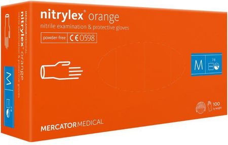Mercator Nitrylex Orange Nitrylowe Rękawiczki Ochronne, Rozm. M, 100Szt.