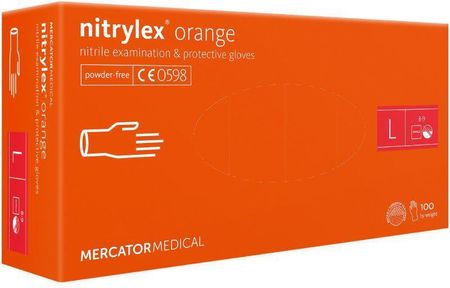 Mercator Nitrylex Orange Nitrylowe Rękawiczki Ochronne, Rozm. L, 100Szt.