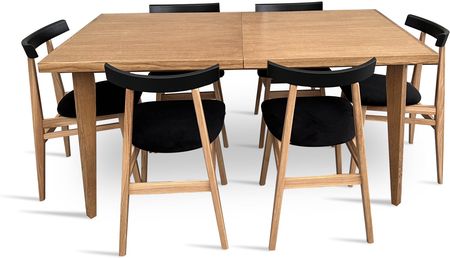 Stół z krzesłami, stół rozkładany 160/90 + 1×50 cm Bonzo + 6 krzeseł loft