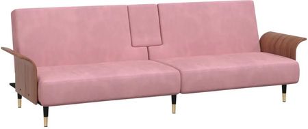 Zakito Europe Różowa Sofa Rozkładana 224X89X70Cm Aksamitną Materiałem 100035145153_351853