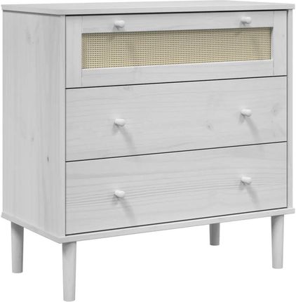 Zakito Europe Komoda Senja Biała 80X40X80 Cm Drewno Sosnowe Polirattan 100035145153_358023