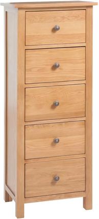 Zakito Europe Komoda Drewniana Dębowa 5 Szuflad 45X32X110 Cm Kolor Naturalny 100035145153_329924