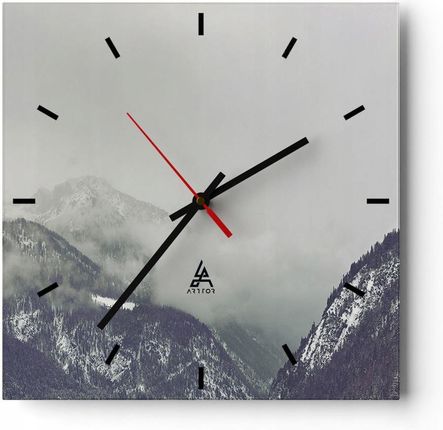 Arttor Duży Zegar Ścienny Na Ścianę 40X40 Góry Szklany Kwadratowy Cichy (C3Ac40X404270)