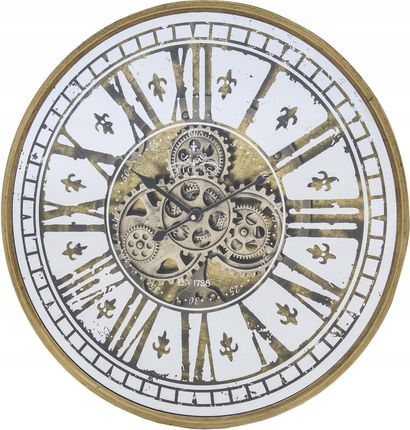Art Pol Duży Okragły Metalowy Zegar Ścienny Z Zębatkami (121701)