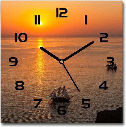 Tulup Zegar Szklany Na Ścianę Zachód Słońca Morze 30X30 (Plzsk30X30F81121847)