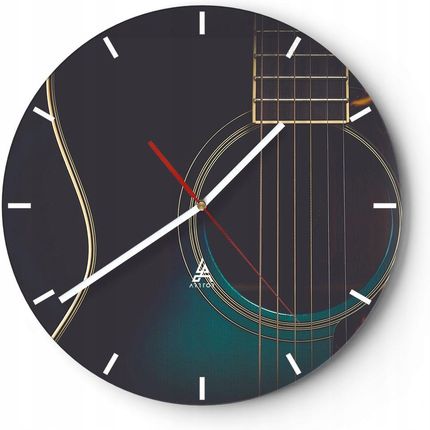 Arttor Duży Zegar Ścienny Na Ścianę 40X40 Gitara Szklany Okrągły Cichy (C3Ar40X405232)