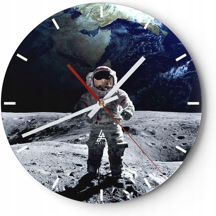 Arttor Duży Zegar Ścienny Na Ścianę 40X40 Astronauta Szklany Okrągły Cichy (C3Ar40X402864)