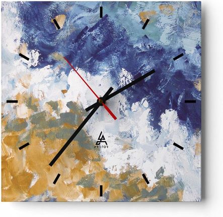 Arttor Duży Zegar Ścienny Na Ścianę 40X40 Abstrakcja Szklany Cichy (C3Ac40X405204)