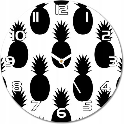 Coloray Cichy Zegar Ścienny Na Szkle Czarne Ananasy F30 (Plzsof30Td484)