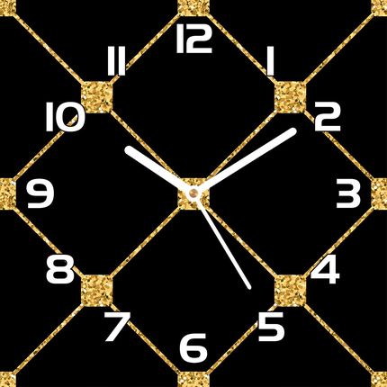 Coloray Ścienny Zegar Szklany Kwadratowy Złote Romby 30X30 (Plzsk30X30Td414)