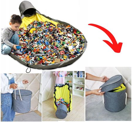 Worek Pojemnik Kosz Na Zabawki Lego Mata Dla Dzieci 2W1 150Cm 20L Pojemna Duża