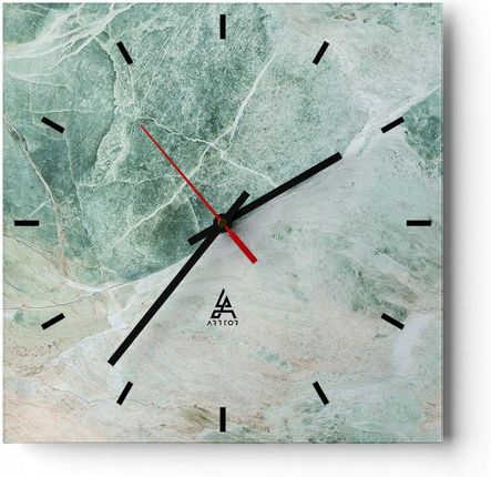Arttor Duży Zegar Ścienny Na Ścianę 40X40 Marmur Szklany Kwadratowy Cichy (C3Ac40X405257)