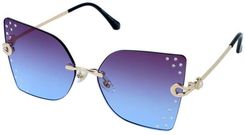 Zdjęcie Damskie złote okulary przeciwsłoneczne Code Glamour z ozdobnymi kryształami, filtry UV - Piekary Śląskie