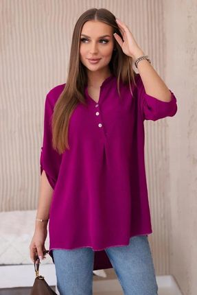 Bluzka z dłuższym tyłem fioletowa koszulowa włoska