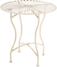 Zdjęcie Kremowy Metalowy Okrągły Stolik Ogrodowy Na Balkon Taras Do Altany - Stary Sącz