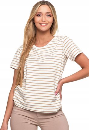Koszulka Damska T-shirt w paski Bawełna Moraj rozmiar M Biały
