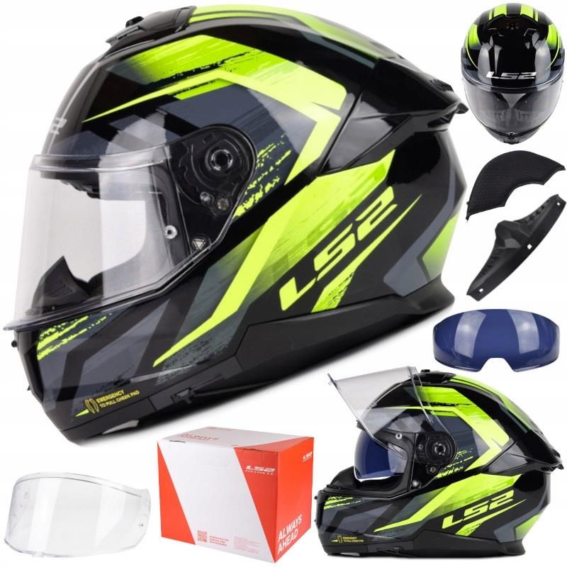 LS2 Stream II Galdam Matt Black / H-V Yellow – Casque Moto Intégral Sportif Et Léger ECE 22.06