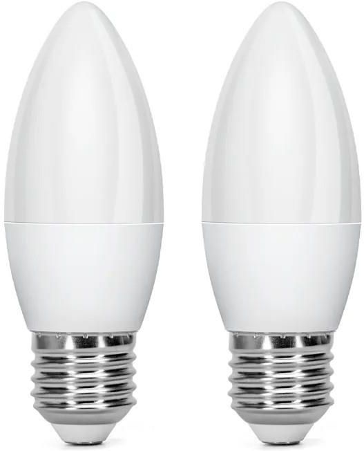 LED C37 E27 3 W, confezione da 2 pezzi con luce calda