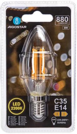 Aigostar Żarówka Led Filament Bursztynowa C35 E14 8W (B10106QQ1) - zdjęcie 3