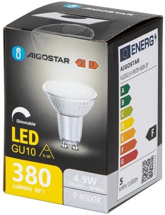 Aigostar Led Gu10 4,9W 4000K Z Możliwością Ściemniania I Szklanym Kloszem (B10107RP8)