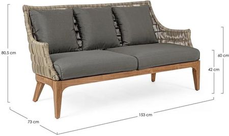 Homms Zestaw Keilani Sofa Dwa Fotele Stolik Kawowy Drewniany Włókno Syntetyczne (0660535Z)