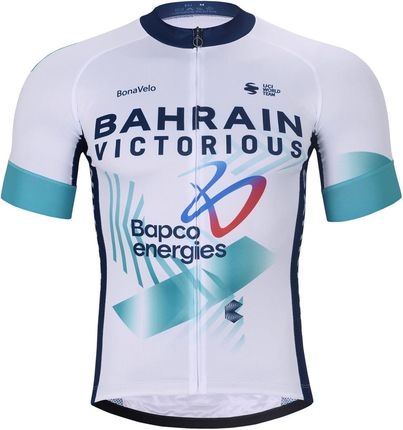 Bonavelo Koszulka Kolarska Z Krótkim Rękawem Bahrain Victorious 2024 Biały/Jasnozielony