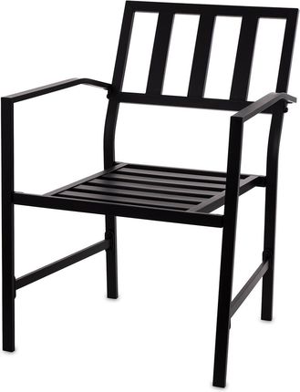 Czarne Ogrodowe Metalowe Krzesło Z Podłokietnikami Na Balkon Taras Do Altany