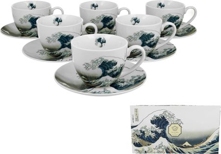 Zestaw filiżanek filiżanki do kawy porcelana 6 szt THE GREAT WAVE Hokusai