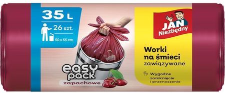 Jan Niezbędny Worki na śmieci zapachowe Easy Pack 35L wiśnia, 26 szt.