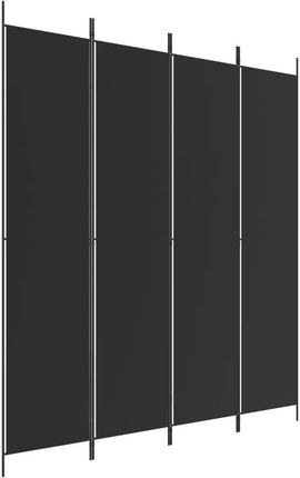 Zakito Europe Parawan Czarny 4-Panelowy 200X220Cm (Szer. X Wys.) (Ze350201)