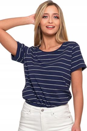 Koszulka Damska T-shirt w paski Bawełna Moraj rozmiar XL Granatowy