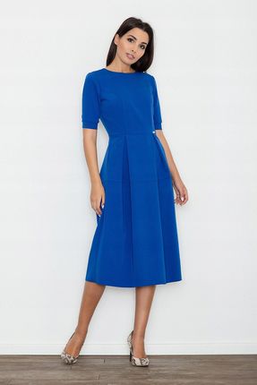 Dłuższa Sukienka z kontrafałdami Niebieska XL