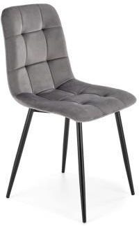 K526 krzesło szare, nogi czarne, tapicerowane pikowane velvet welur