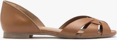Baleriny klasyczne skórzane damskie z odkrytymi palcami Ryłko licowe buty