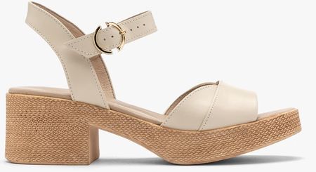 Sandały skórzane damskie licowe Ryłko obuwie wiosenne letnie na platformie