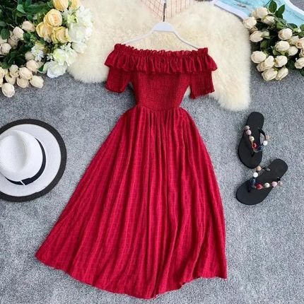 Sukienka hiszpanka - Czerwony Uniwersalny