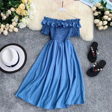 Sukienka hiszpanka - Niebieski Uniwersalny