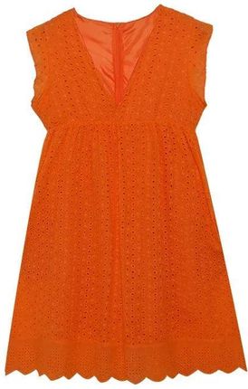Krótka sukienka ażurowa - Pomarańczowy XS