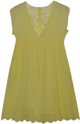 Krótka sukienka ażurowa - Żółty XS