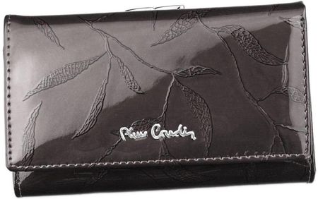 Średniej wielkości lakierowany portfel damski z sekcją na monety Pierre Cardin