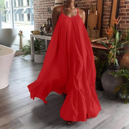 Sukienka plażowa maxi - Czerwony M