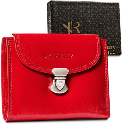 Skórzany portfel damski z ozdobnym zapięciem Rovicky
