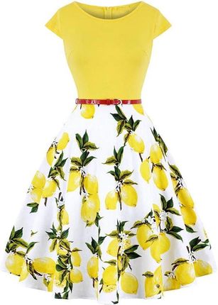 Sukienka we wzory - Żółty 4XL