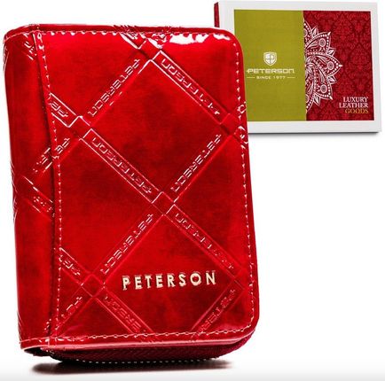 Mały, skórzany portfel damski na suwak i zatrzask Peterson