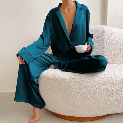 Luźna piżama damska - Morski XL