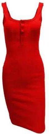 Dopasowana sukienka midi - Czerwony XXXL